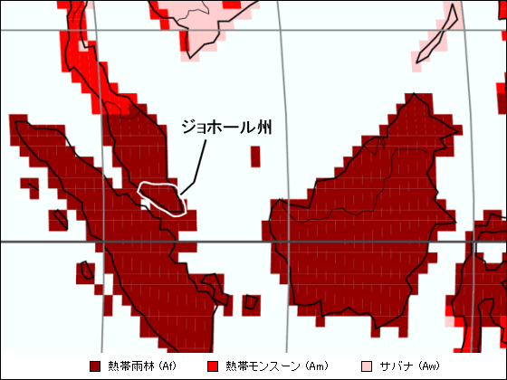 ジョホール州気候区分地図