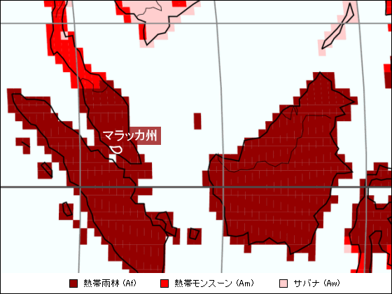 マラッカ州気候区分地図