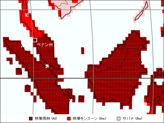 ペナン州気候区分地図