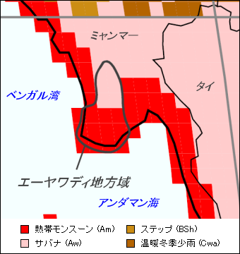 エーヤワディ地方域気候地図