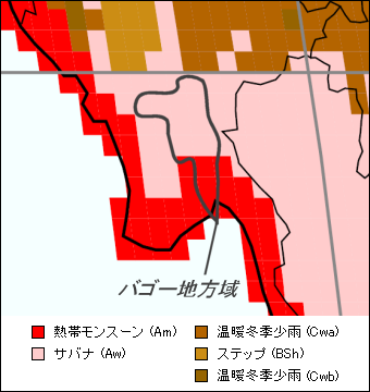 バゴー地方域気候地図