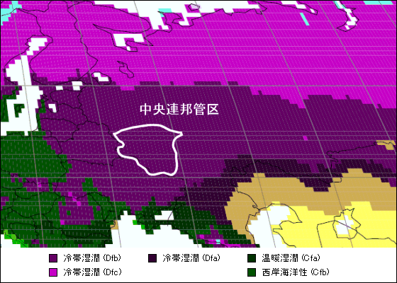 中央連邦管区気候地図