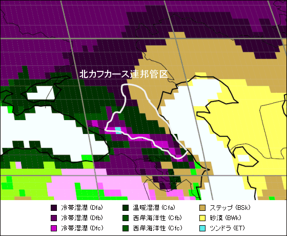 北カフカース連邦管区気候地図