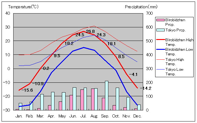 Birobidzhan Temperature Graph