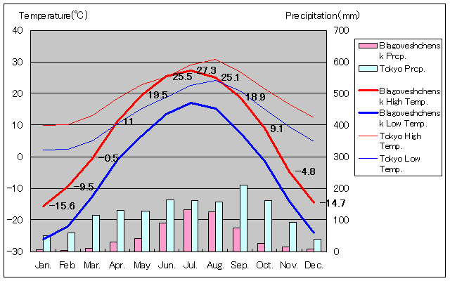Blagoveshchensk Temperature Graph