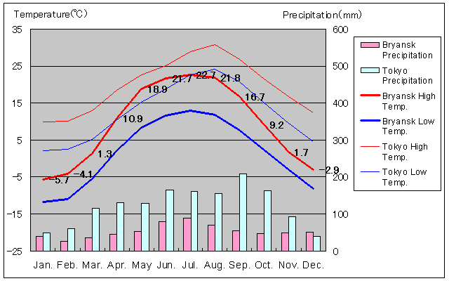 Bryansk Temperature Graph