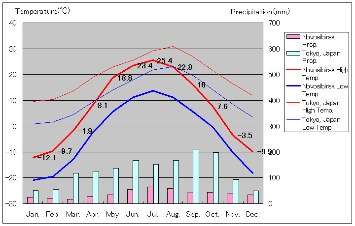 Novosibirsk Temperature Graph