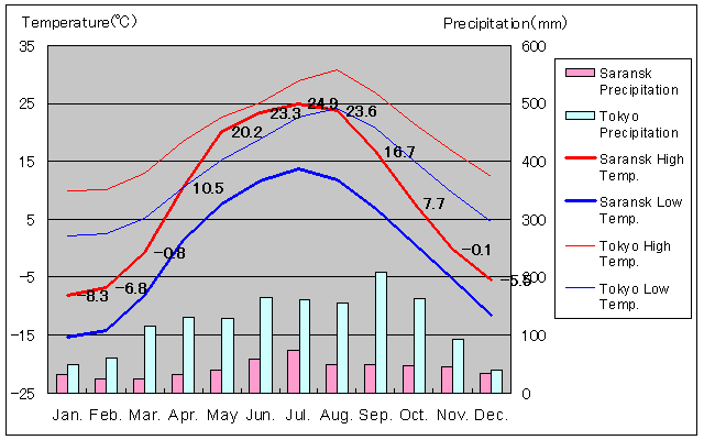Saransk Temperature Graph