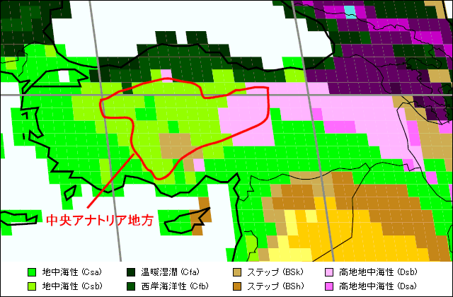 中央アナトリア地方 気候区分地図