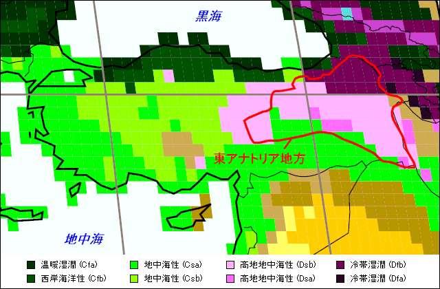 東アナトリア地方 気候区分地図