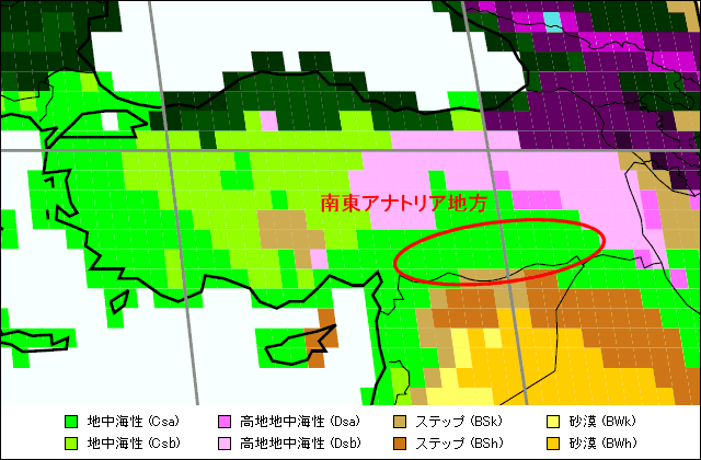 南東アナトリア地方 気候区分地図