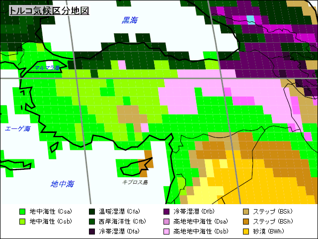 トルコ気候区分地図