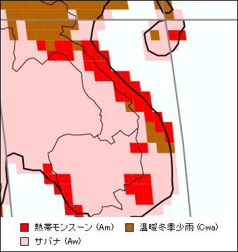 ベトナム中部気候区分地図