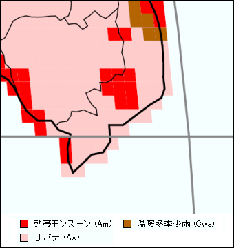 ベトナム南部気候区分地図