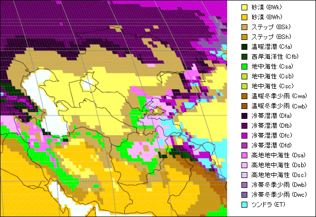 中央アジア気候区分地図
