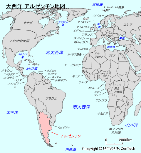 大西洋 アルゼンチン地図
