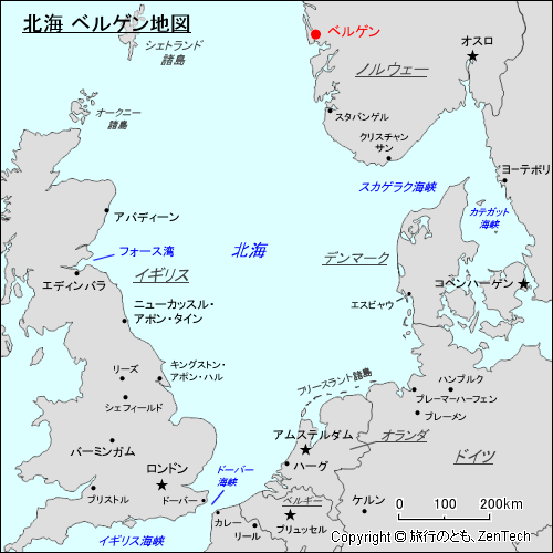 北海 ベルゲン地図