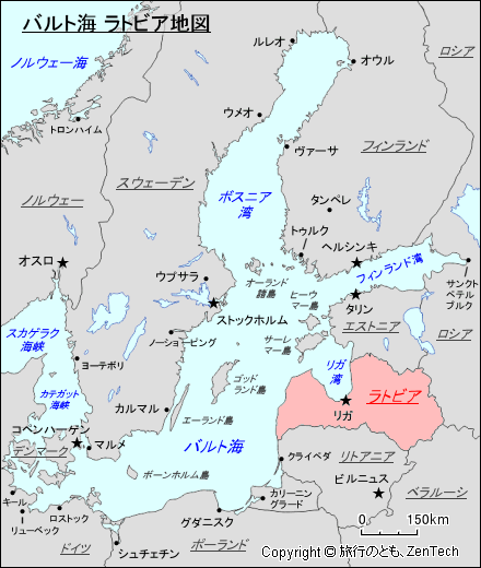 バルト海 ラトビア地図