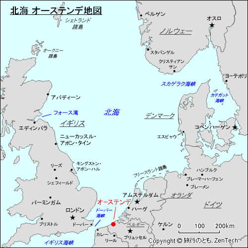 北海 オーステンデ地図