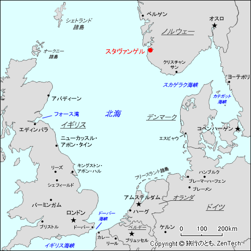 北海 スタヴァンゲル地図