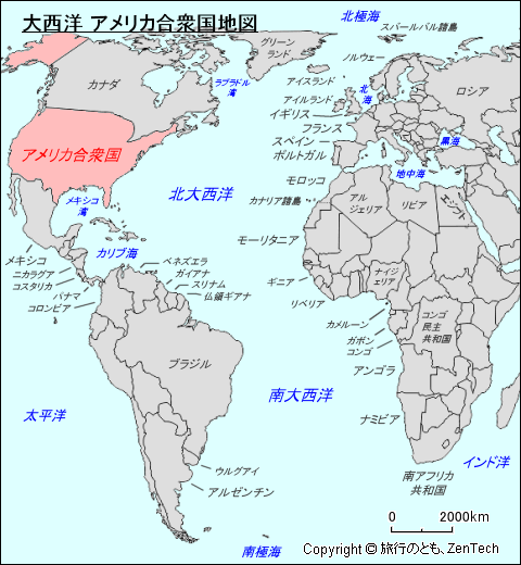 大西洋 アメリカ合衆国地図