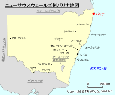 ニューサウスウェールズ州バリナ地図