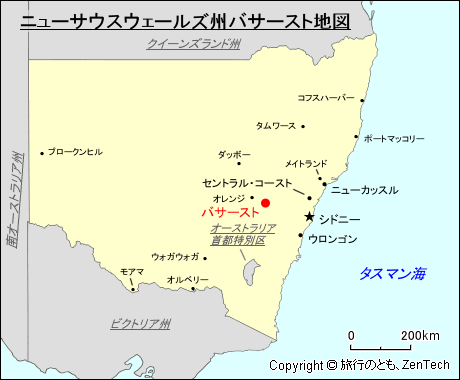 ニューサウスウェールズ州バサースト地図