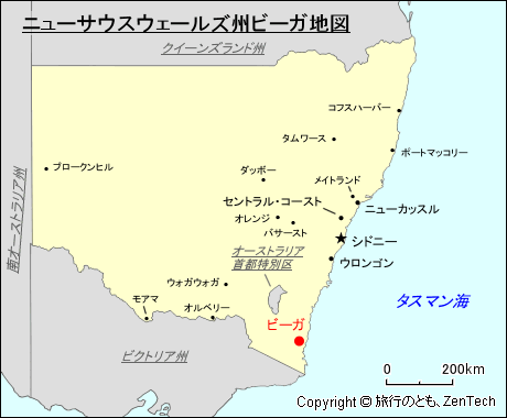 ニューサウスウェールズ州ビーガ地図