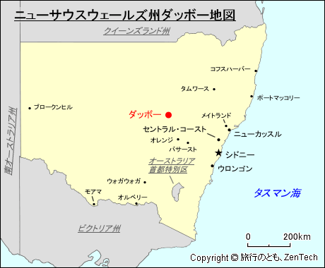 ニューサウスウェールズ州ダッボー地図