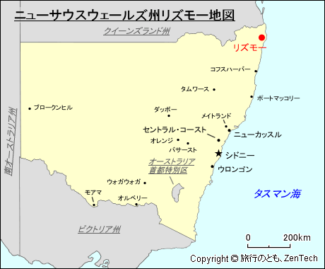 ニューサウスウェールズ州リズモー地図