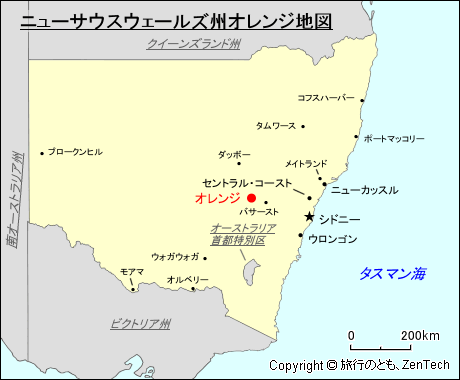 ニューサウスウェールズ州オレンジ地図