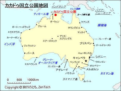 カカドゥ国立公園地図