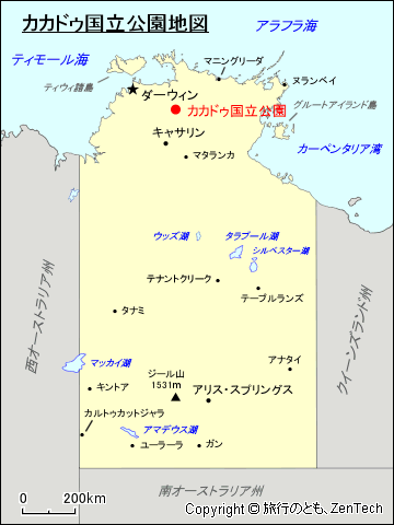 ノーザンテリトリー カカドゥ国立公園地図