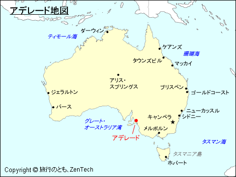 南オーストラリア州アデレード地図