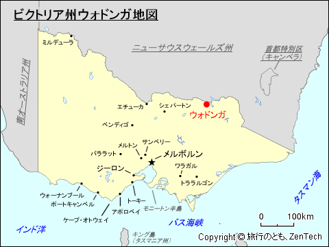 ビクトリア州ウォドンガ地図