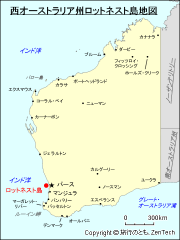 西オーストラリア州ロットネスト島地図