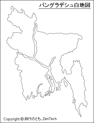 バングラデシュ白地図（中サイズ）