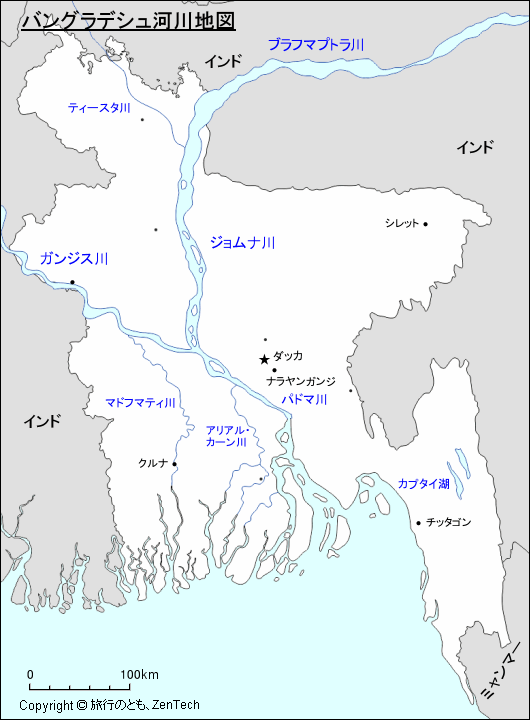 バングラデシュ河川地図 旅行のとも Zentech