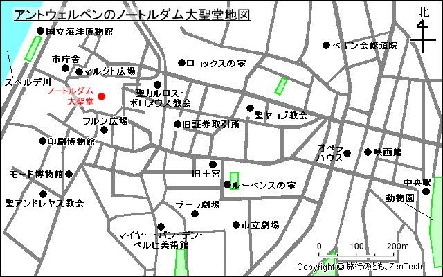 アントウェルペンのノートルダム大聖堂地図