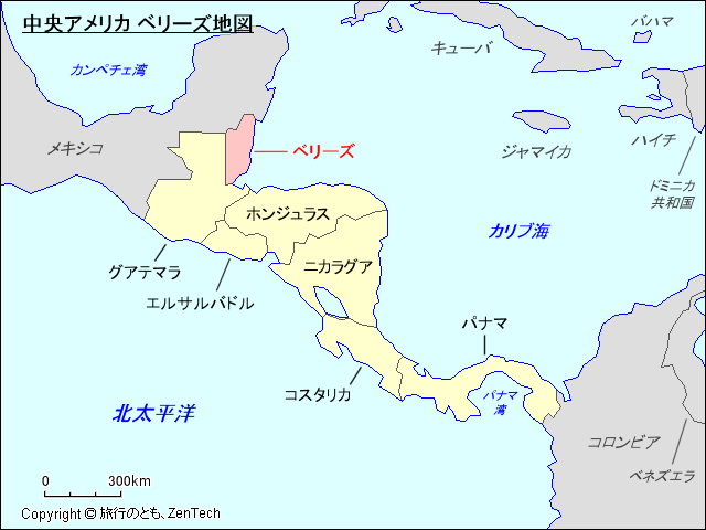 中央アメリカ ベリーズ地図