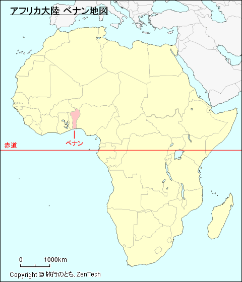 アフリカ大陸 ベナン地図