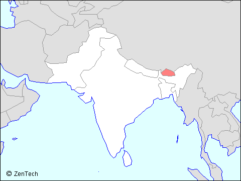 南アジアにおけるブータンの位置