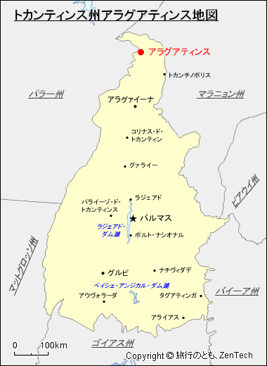 トカンティンス州アラグアティンス地図