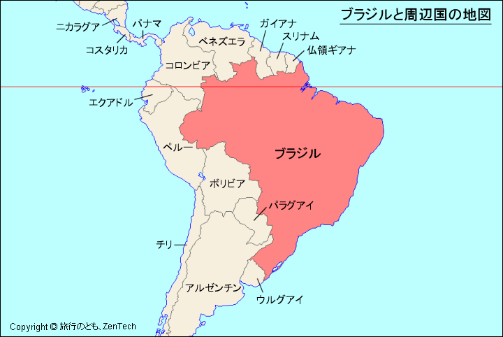 ブラジルと周辺国の地図 旅行のとも Zentech
