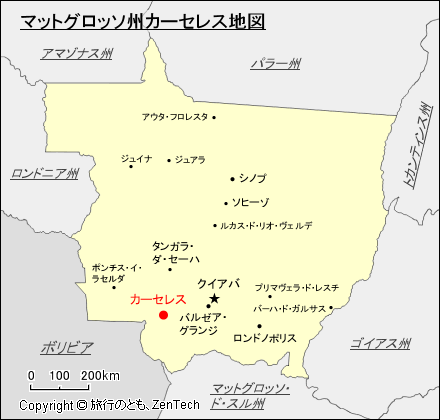 マットグロッソ州カーセレス地図