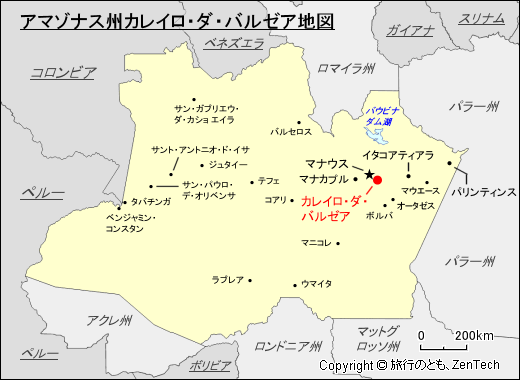 アマゾナス州カレイロ・ダ・バルゼア地図