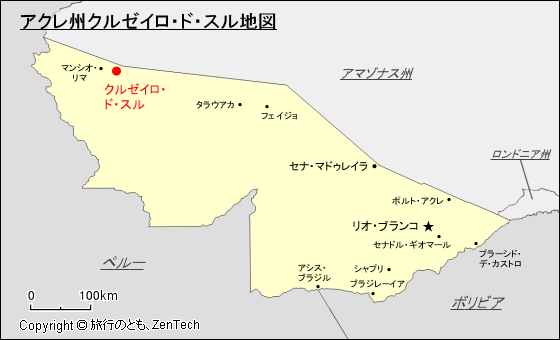 アクレ州クルゼイロ・ド・スル地図