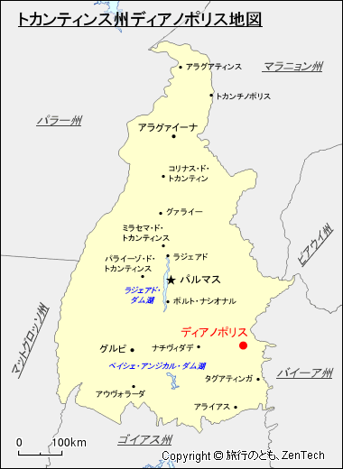 トカンティンス州ディアノポリス地図