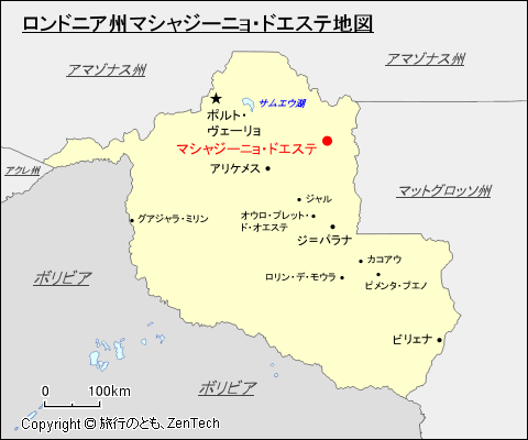 ロンドニア州マシャジーニョ・ドエステ地図