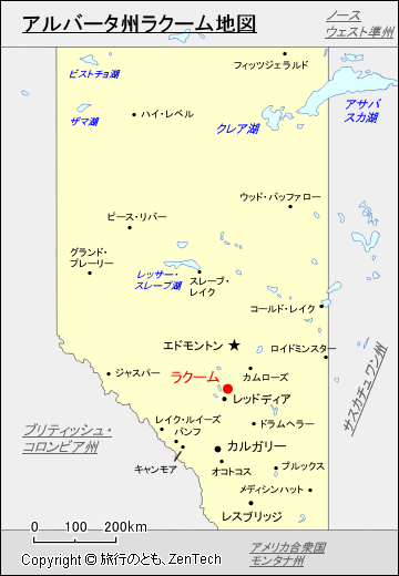 アルバータ州ラクーム地図